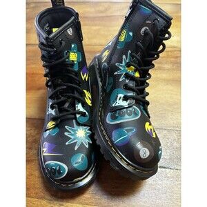 DR. MARTENS Junior 1460 Sticker Print Leather Lace Up Boots Size 3 UNISEX